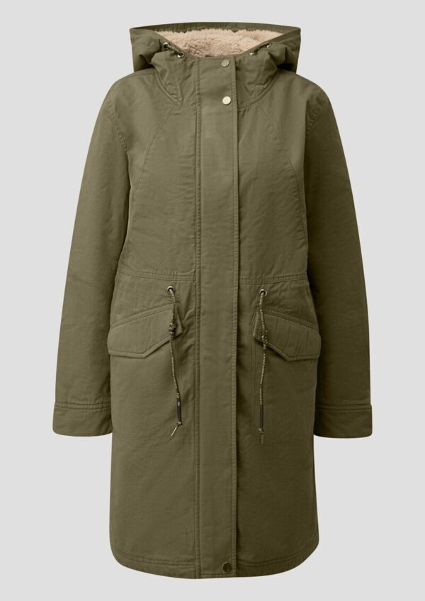 Gefütterter Parka mit Teddyplüsch in der Kapuze