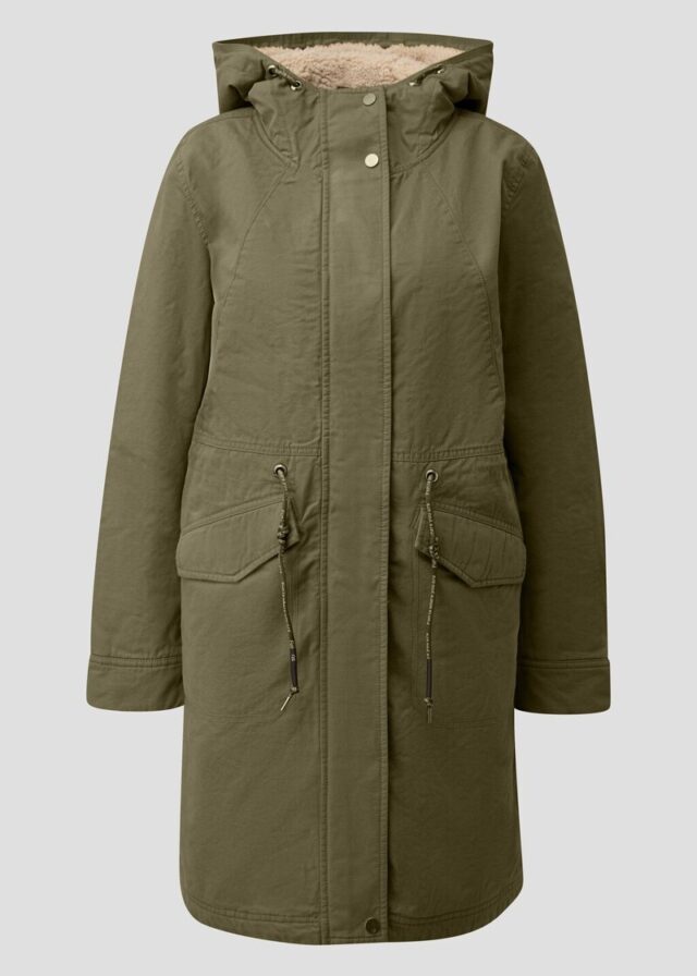 Gefütterter Parka mit Teddyplüsch in der Kapuze