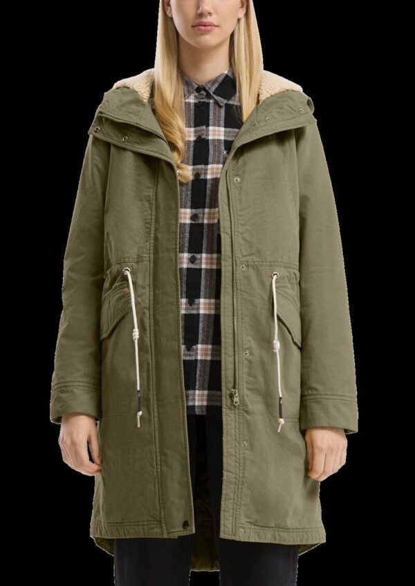 Gefütterter Parka mit Teddyplüsch in der Kapuze