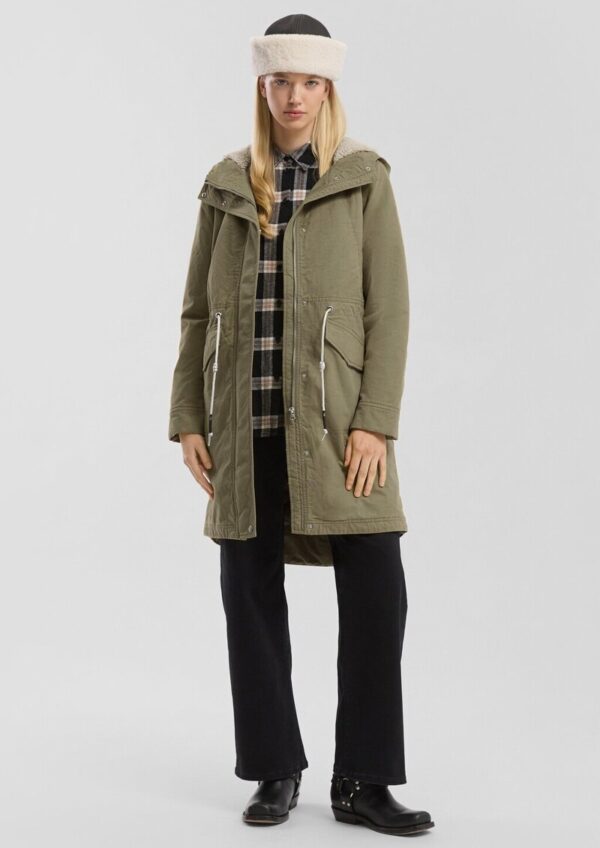 Gefütterter Parka mit Teddyplüsch in der Kapuze