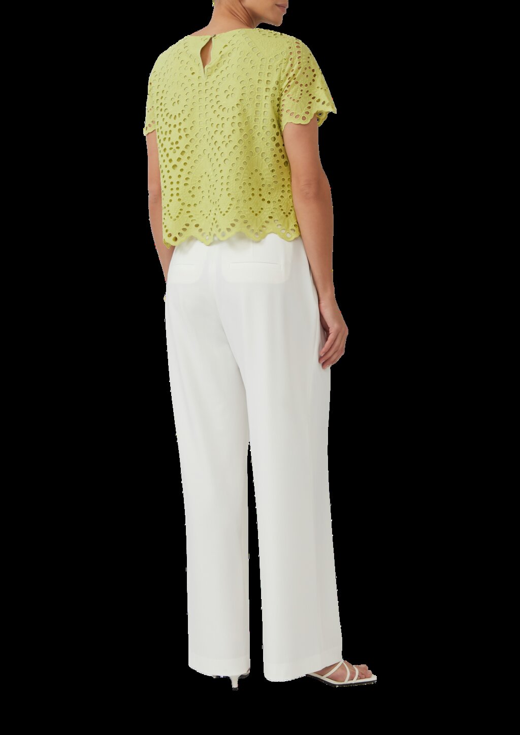 Verkürzte Baumwollbluse aus Lochstickerei