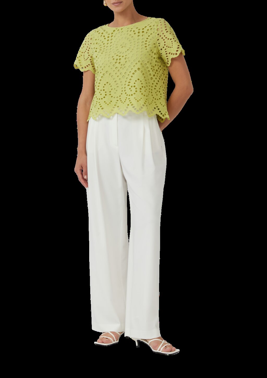 Verkürzte Baumwollbluse aus Lochstickerei