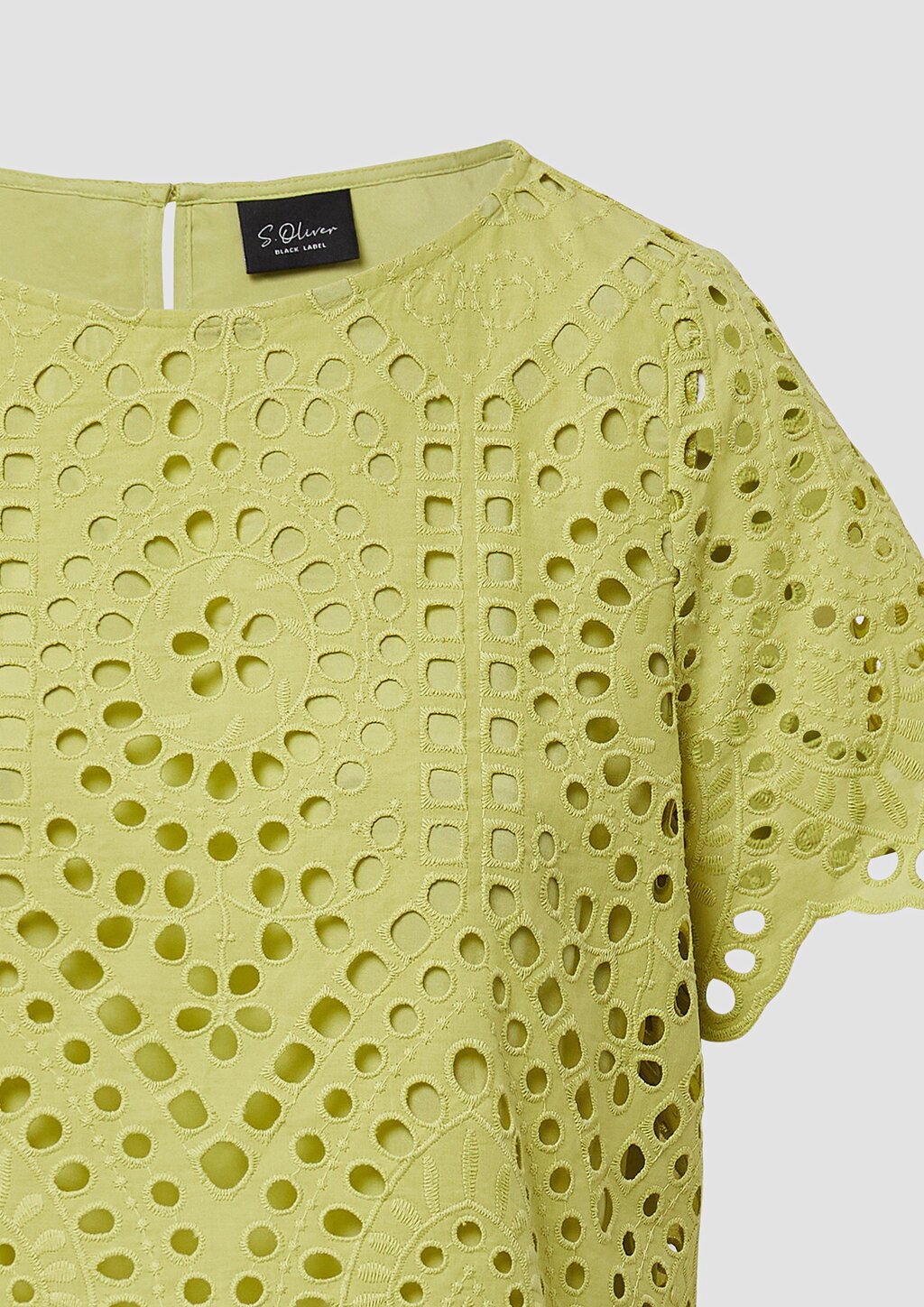 Verkürzte Baumwollbluse aus Lochstickerei