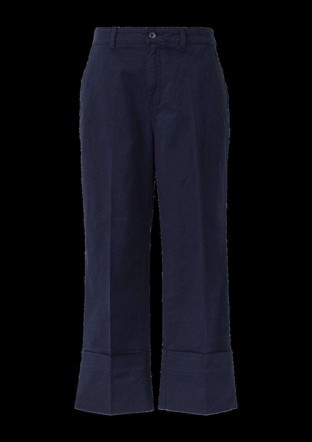 Baumwoll-Culotte mit Bügelfalte und fixiertem Umschlag