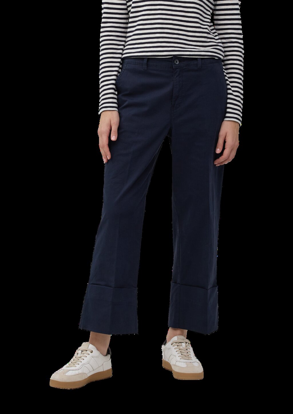 Baumwoll-Culotte mit Bügelfalte und fixiertem Umschlag