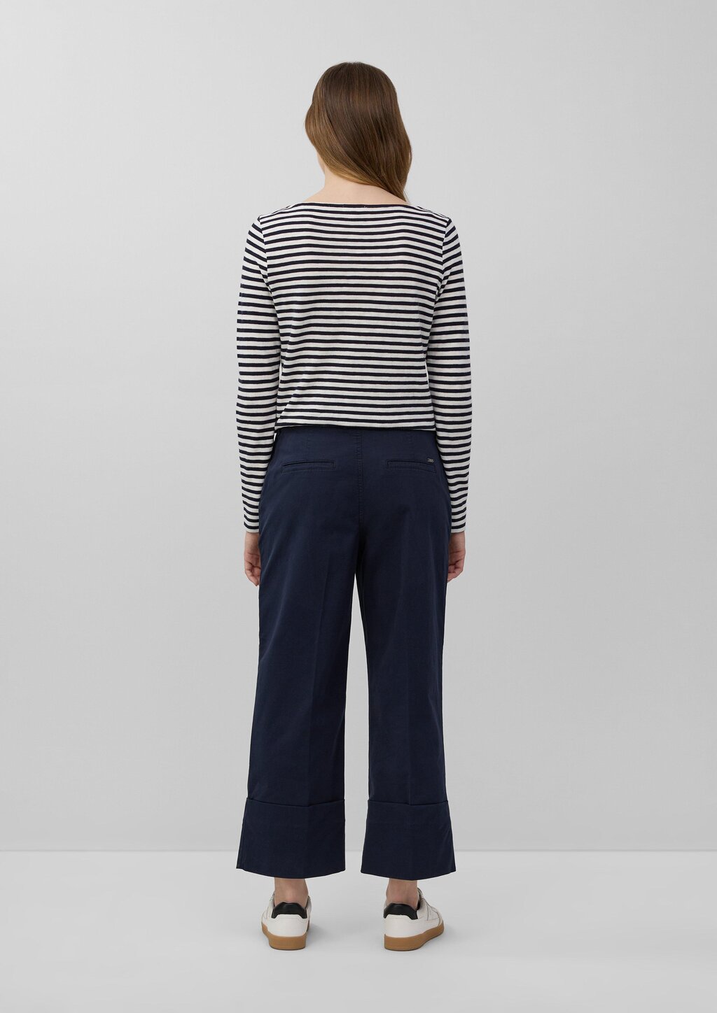 Baumwoll-Culotte mit Bügelfalte und fixiertem Umschlag