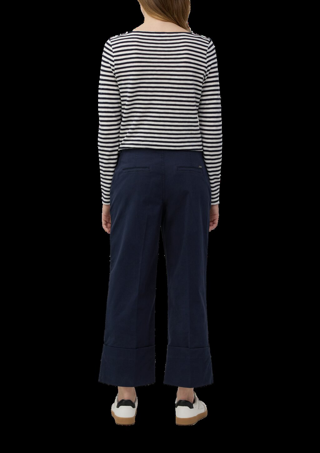 Baumwoll-Culotte mit Bügelfalte und fixiertem Umschlag