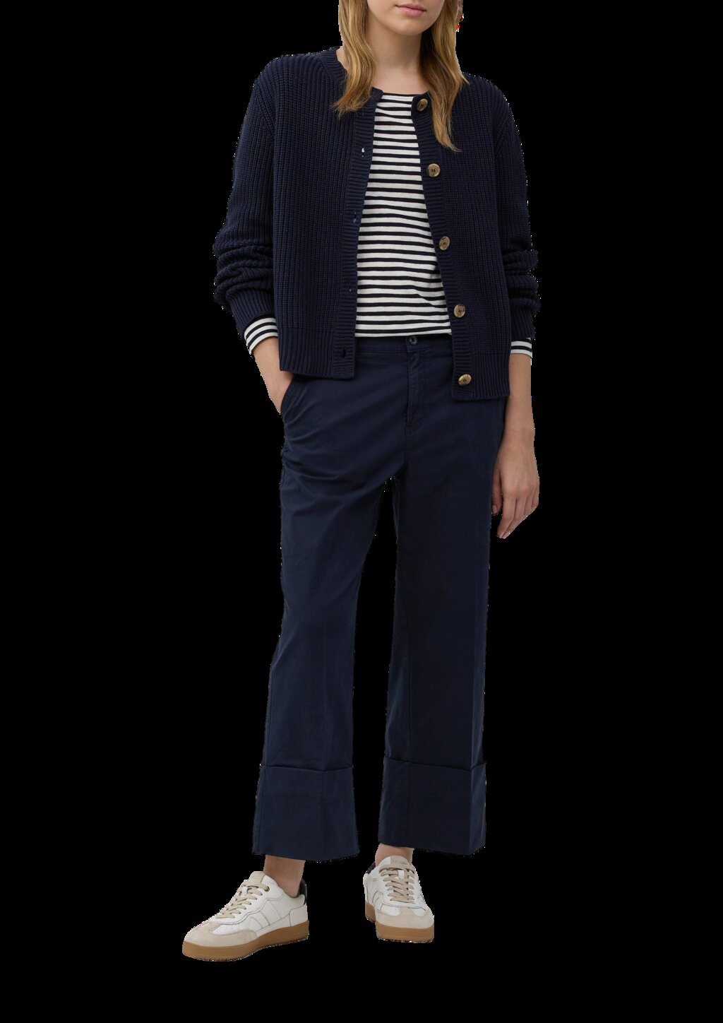 Baumwoll-Culotte mit Bügelfalte und fixiertem Umschlag