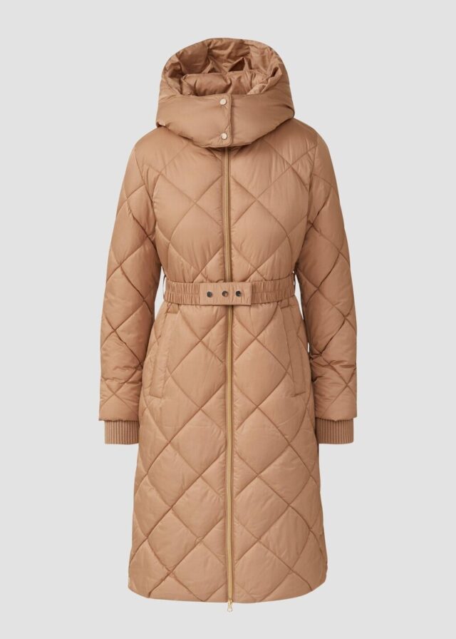 Wattierter Steppmantel mit abnehmbarer Kapuze und Reißverschluss