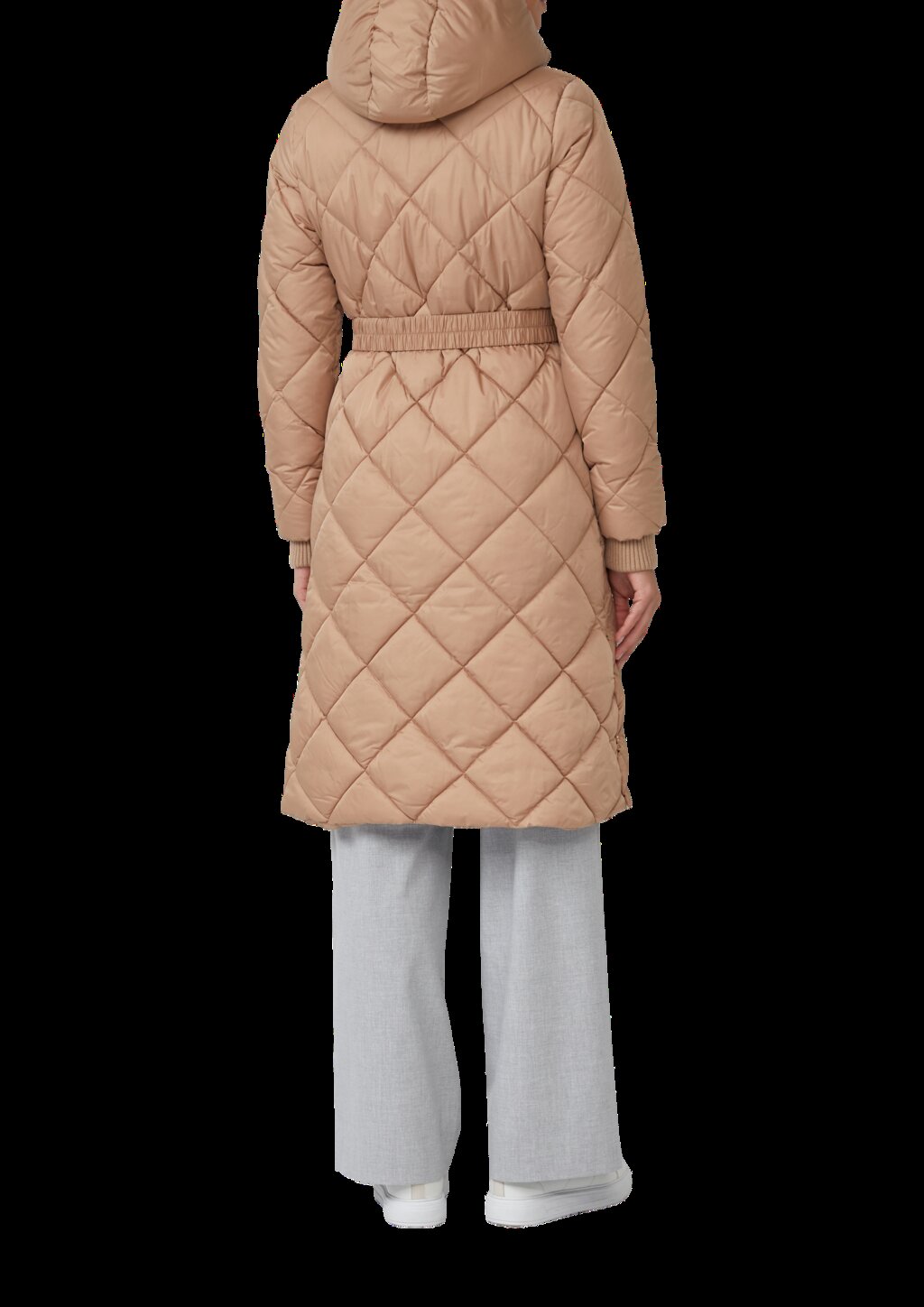 Wattierter Steppmantel mit abnehmbarer Kapuze und Reißverschluss