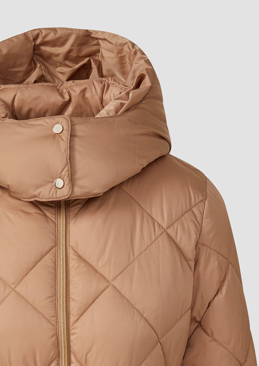 Wattierter Steppmantel mit abnehmbarer Kapuze und Reißverschluss