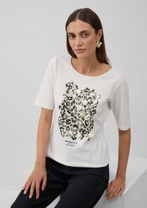 T-Shirt mit halblangem Arm und Leo-Frontprint