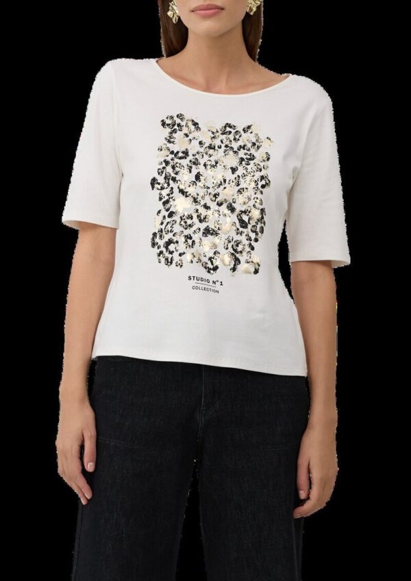 T-Shirt mit halblangem Arm und Leo-Frontprint