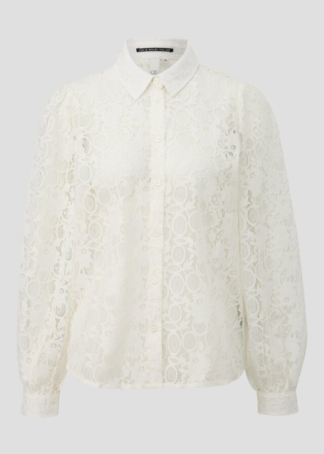Spitzenbluse mit Knopfleiste