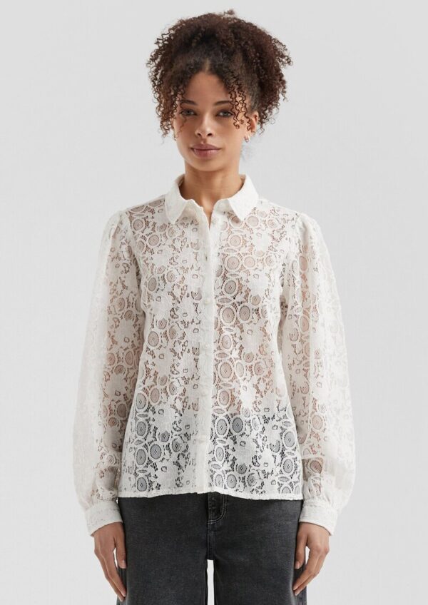 Spitzenbluse mit Knopfleiste