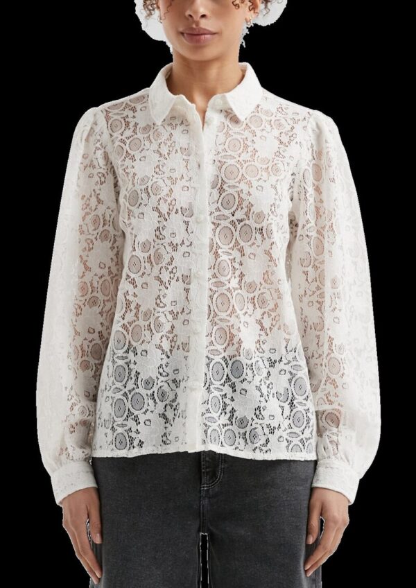 Spitzenbluse mit Knopfleiste