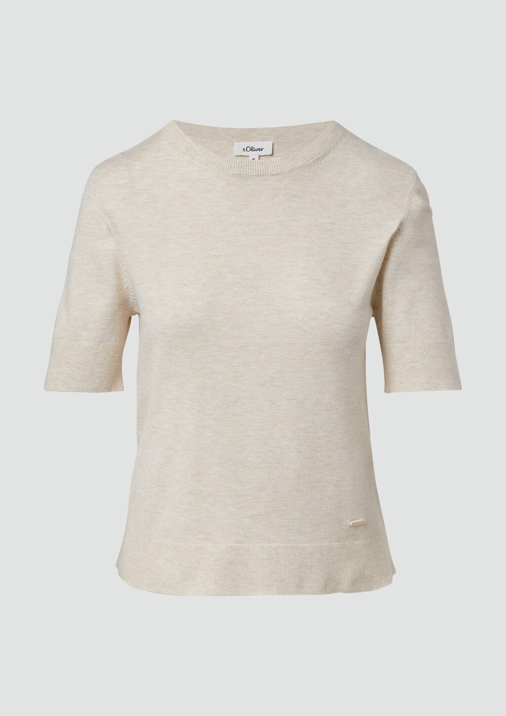 Kurzärmeliger Strickpullover mit Rippbündchen im Slim Fit