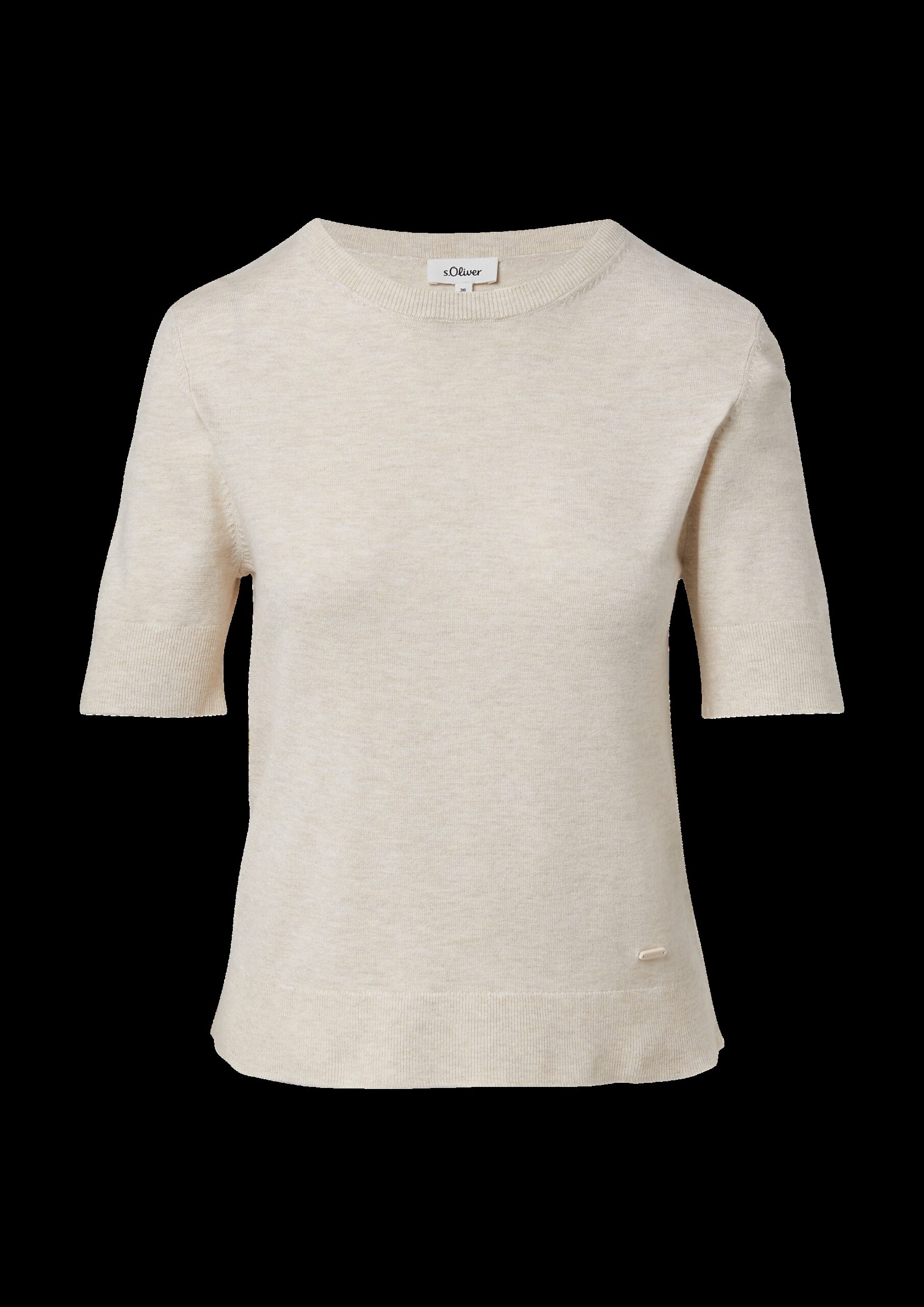 Kurzärmeliger Strickpullover mit Rippbündchen im Slim Fit