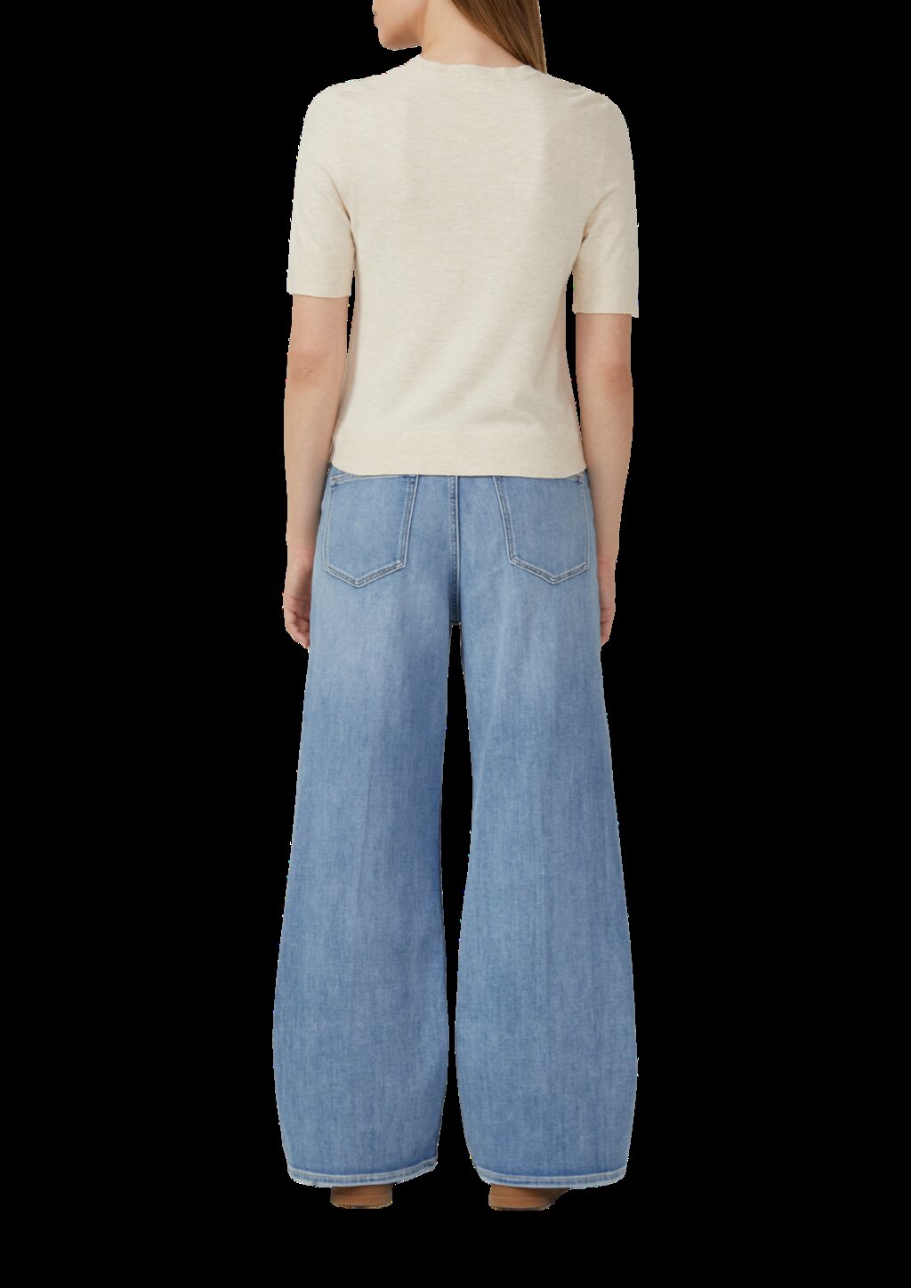 Kurzärmeliger Strickpullover mit Rippbündchen im Slim Fit