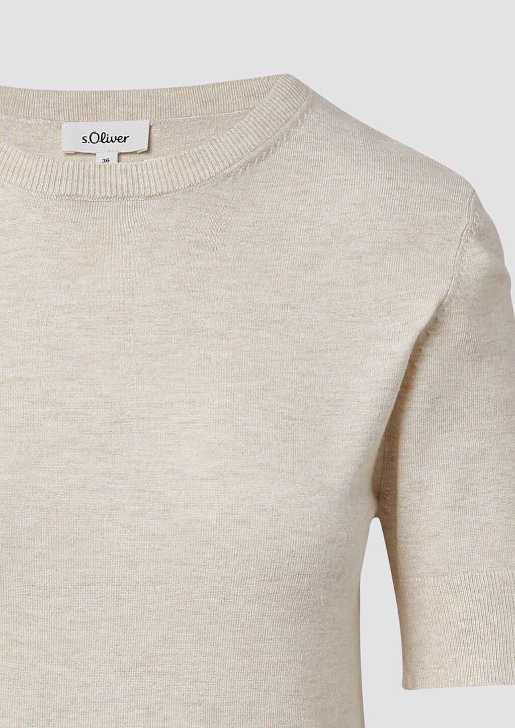 Kurzärmeliger Strickpullover mit Rippbündchen im Slim Fit