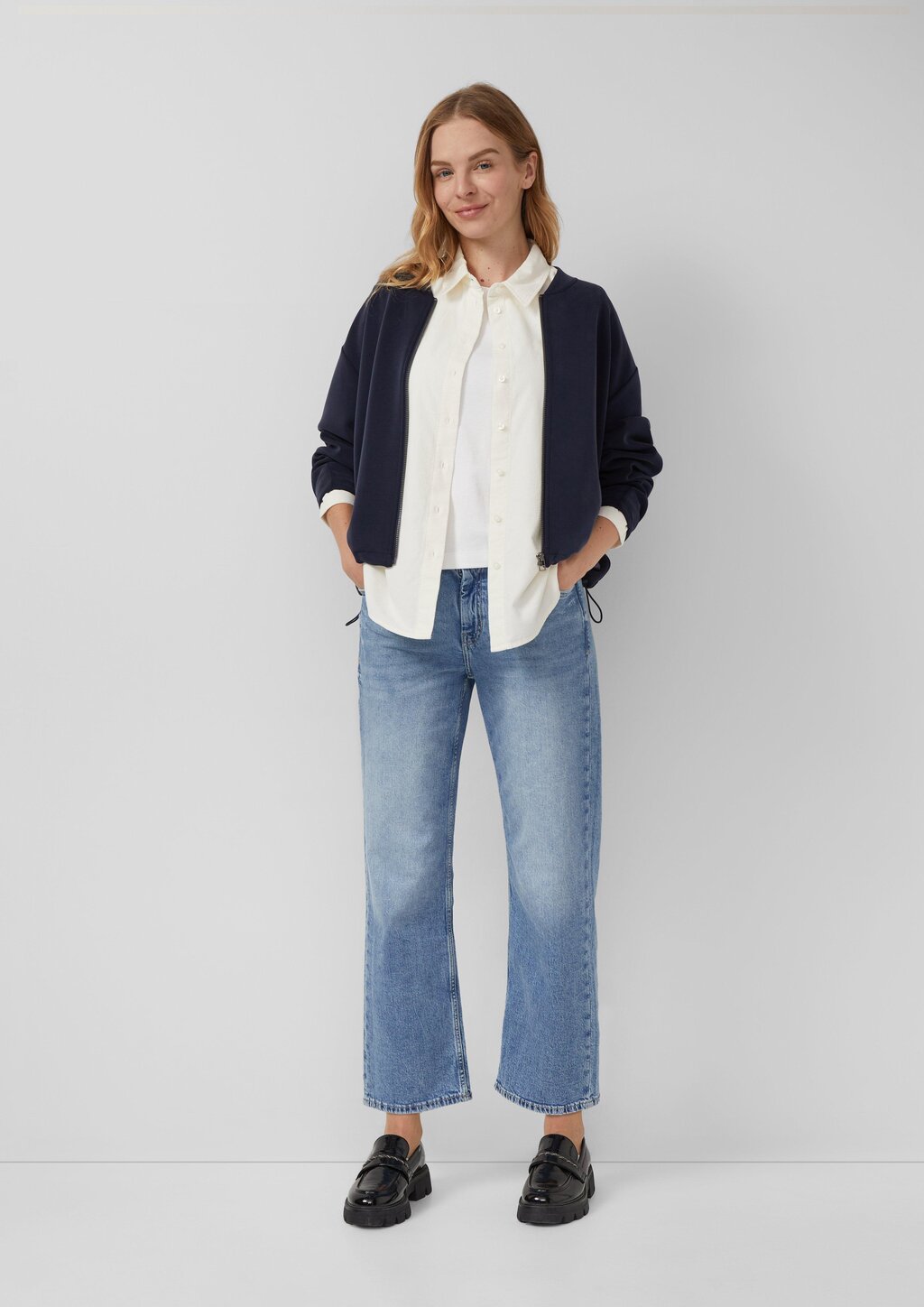 Feincord-Bluse mit Hemdkragen