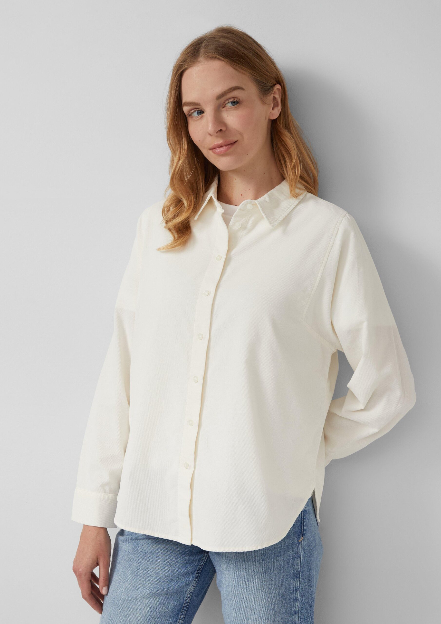 Feincord-Bluse mit Hemdkragen