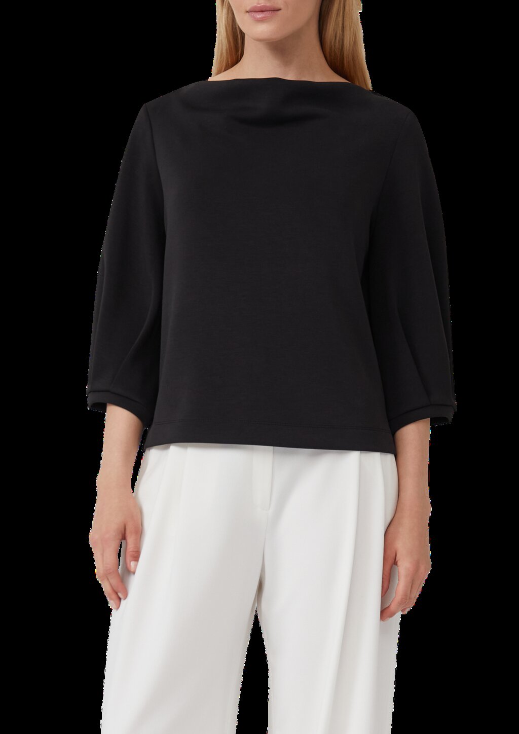 Weiches Sweatshirt aus Scuba mit Wasserfall-Ausschnitt