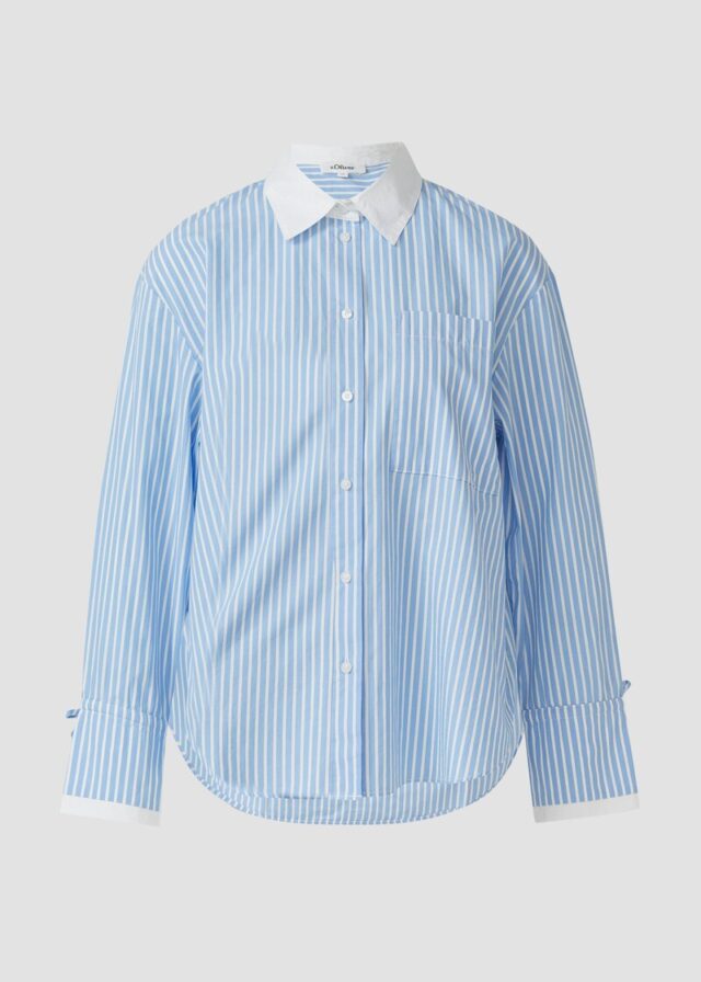 Popeline-Bluse im Relaxed Fit mit Manschetten-Detail