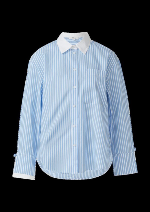 Popeline-Bluse im Relaxed Fit mit Manschetten-Detail