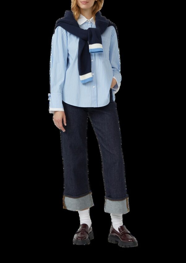 Popeline-Bluse im Relaxed Fit mit Manschetten-Detail