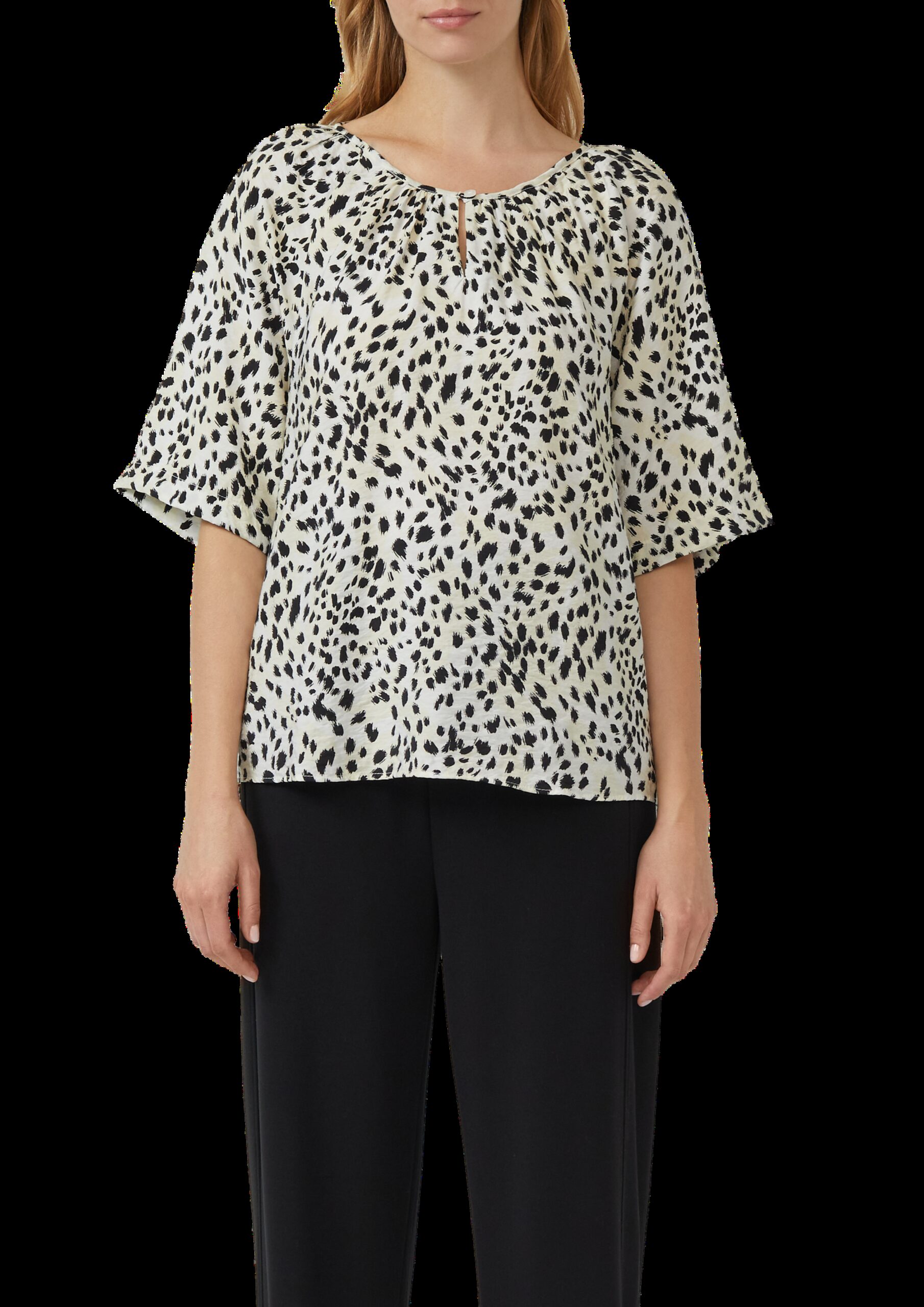 Strukturierte Bluse aus Viskosemix mit Raffung