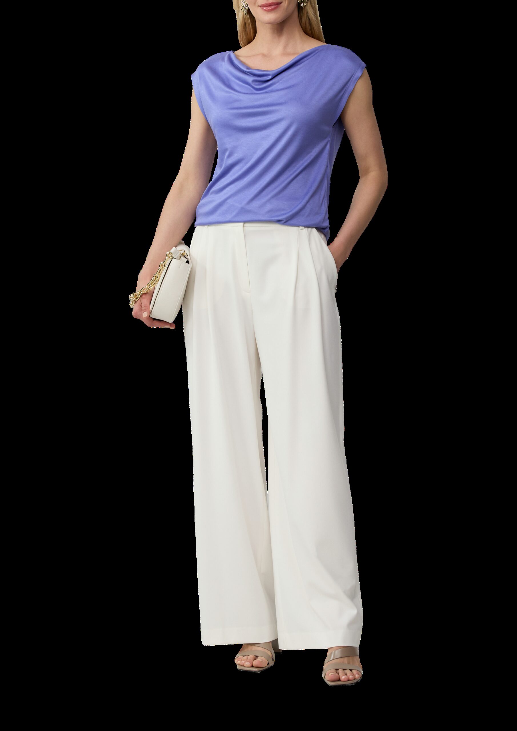 T-Shirt aus Viskose mit Wasserfall-Ausschnitt