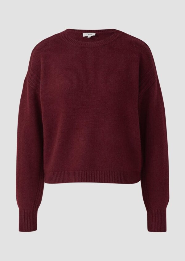 Verkürzter Strickpullover aus Wollmix mit Ripp-Details