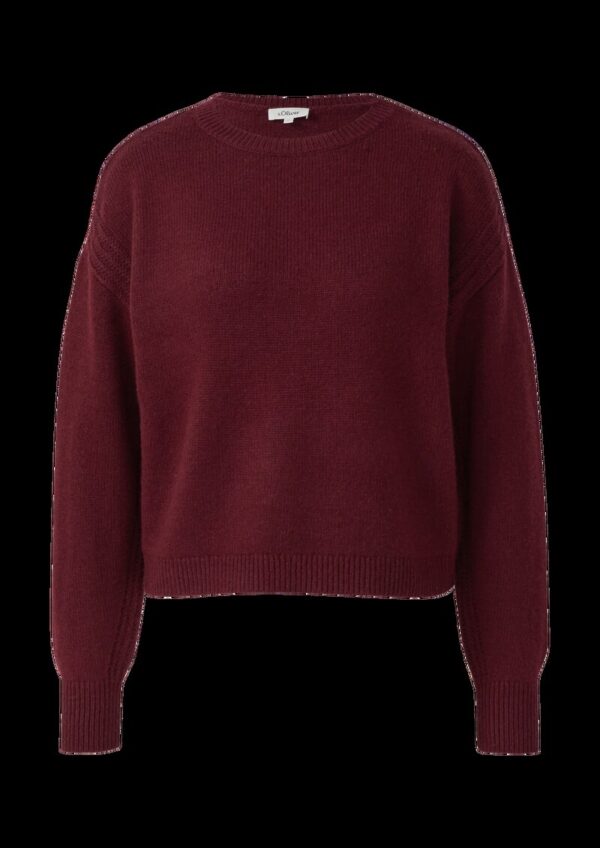 Verkürzter Strickpullover aus Wollmix mit Ripp-Details