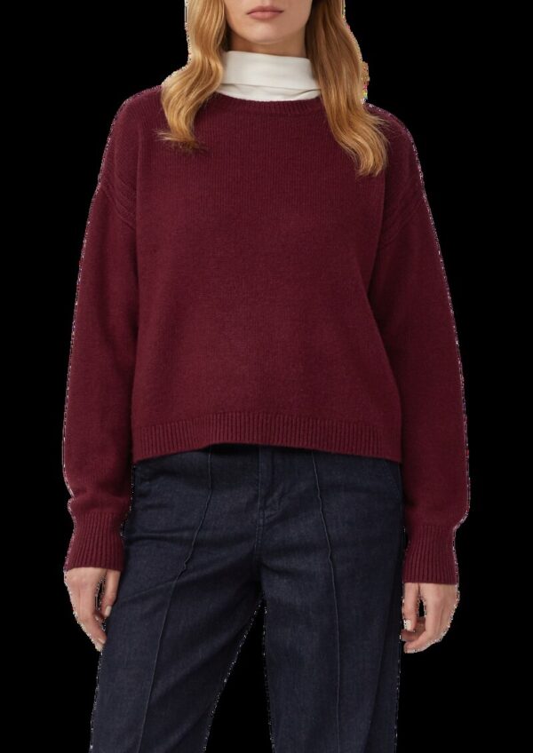 Verkürzter Strickpullover aus Wollmix mit Ripp-Details