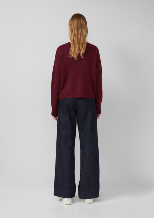 Verkürzter Strickpullover aus Wollmix mit Ripp-Details