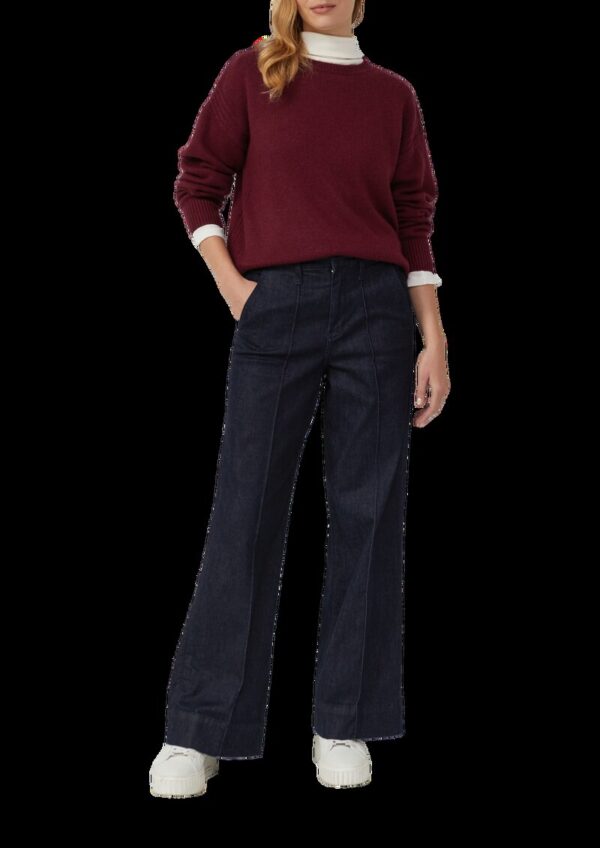 Verkürzter Strickpullover aus Wollmix mit Ripp-Details