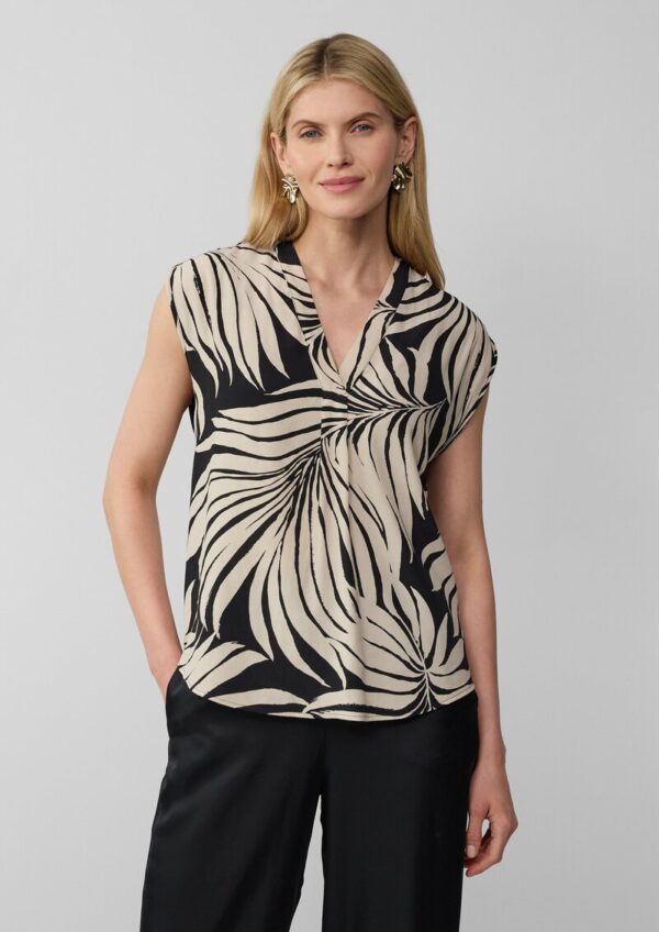 Fließende Viskosebluse mit floralem Print