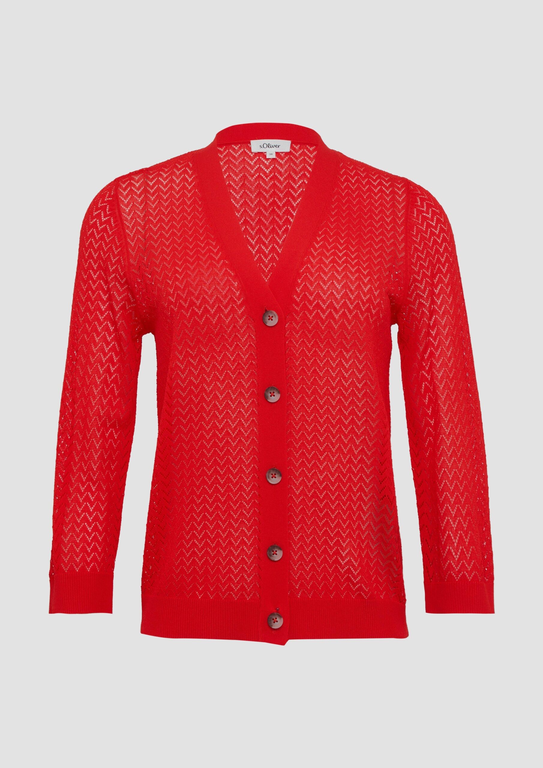 Ajour-Strickjacke aus Viskosemix