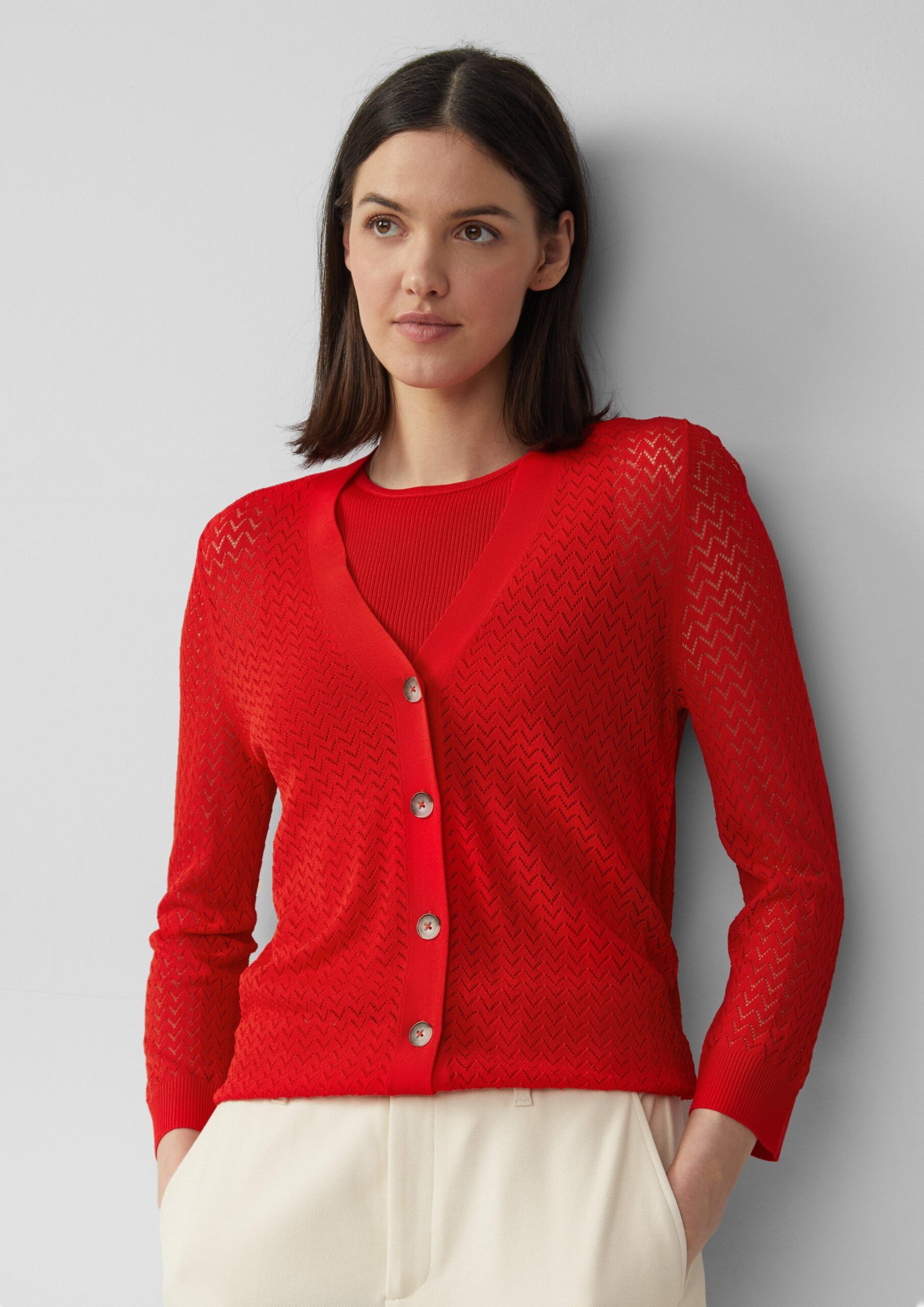 Ajour-Strickjacke aus Viskosemix