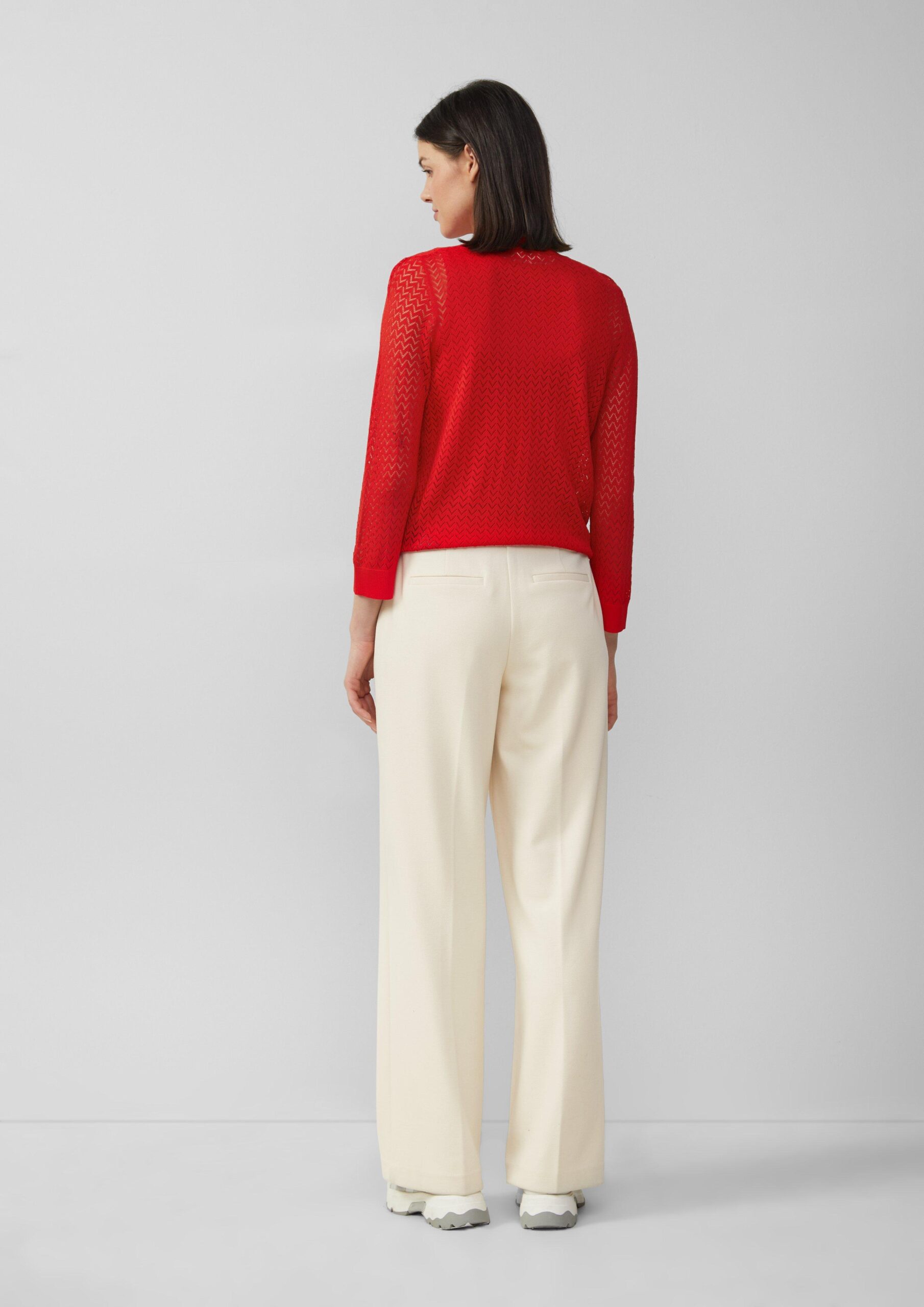 Ajour-Strickjacke aus Viskosemix