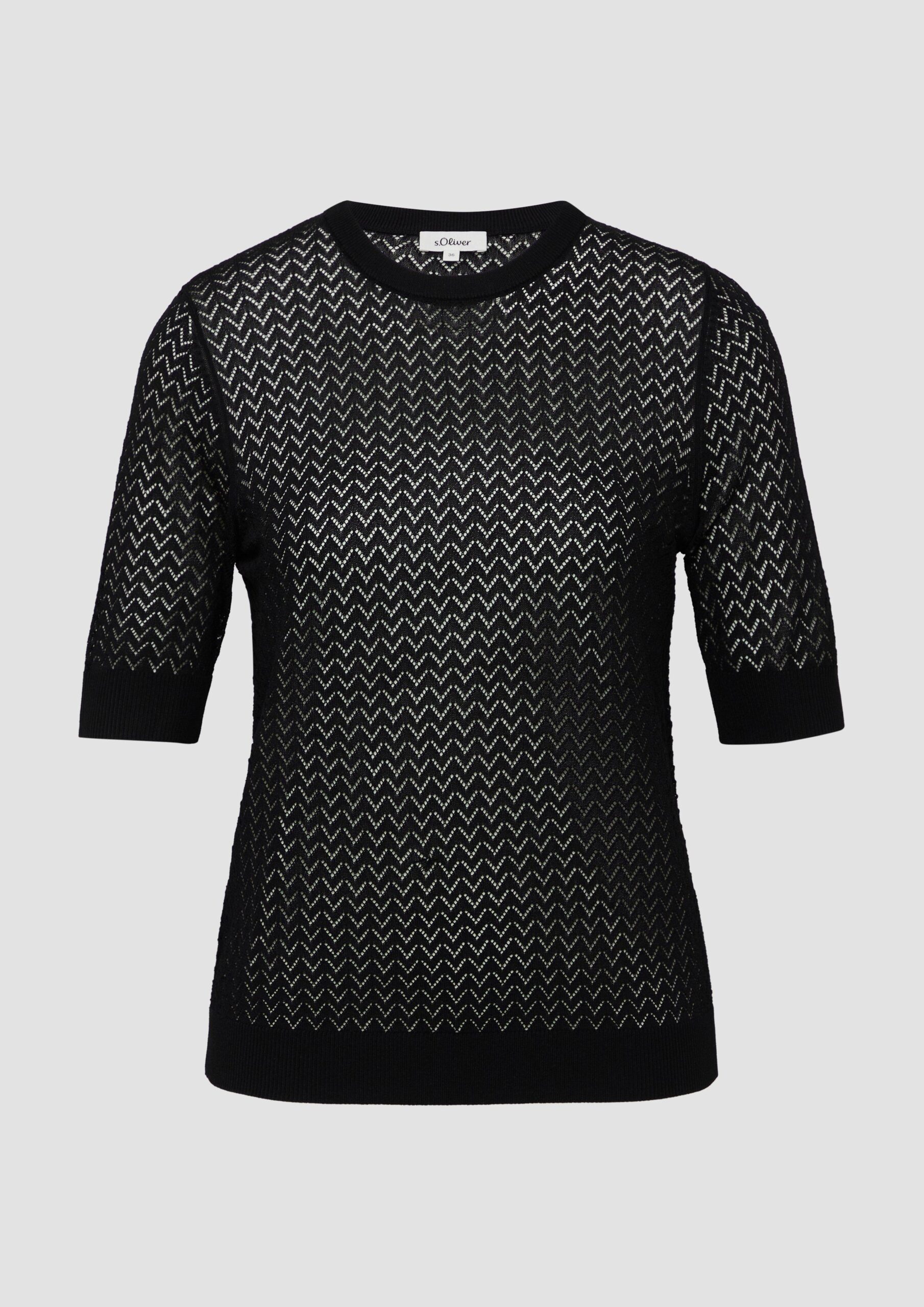 Transparenter Feinstrickpullover mit Lochmuster aus Viskosemix