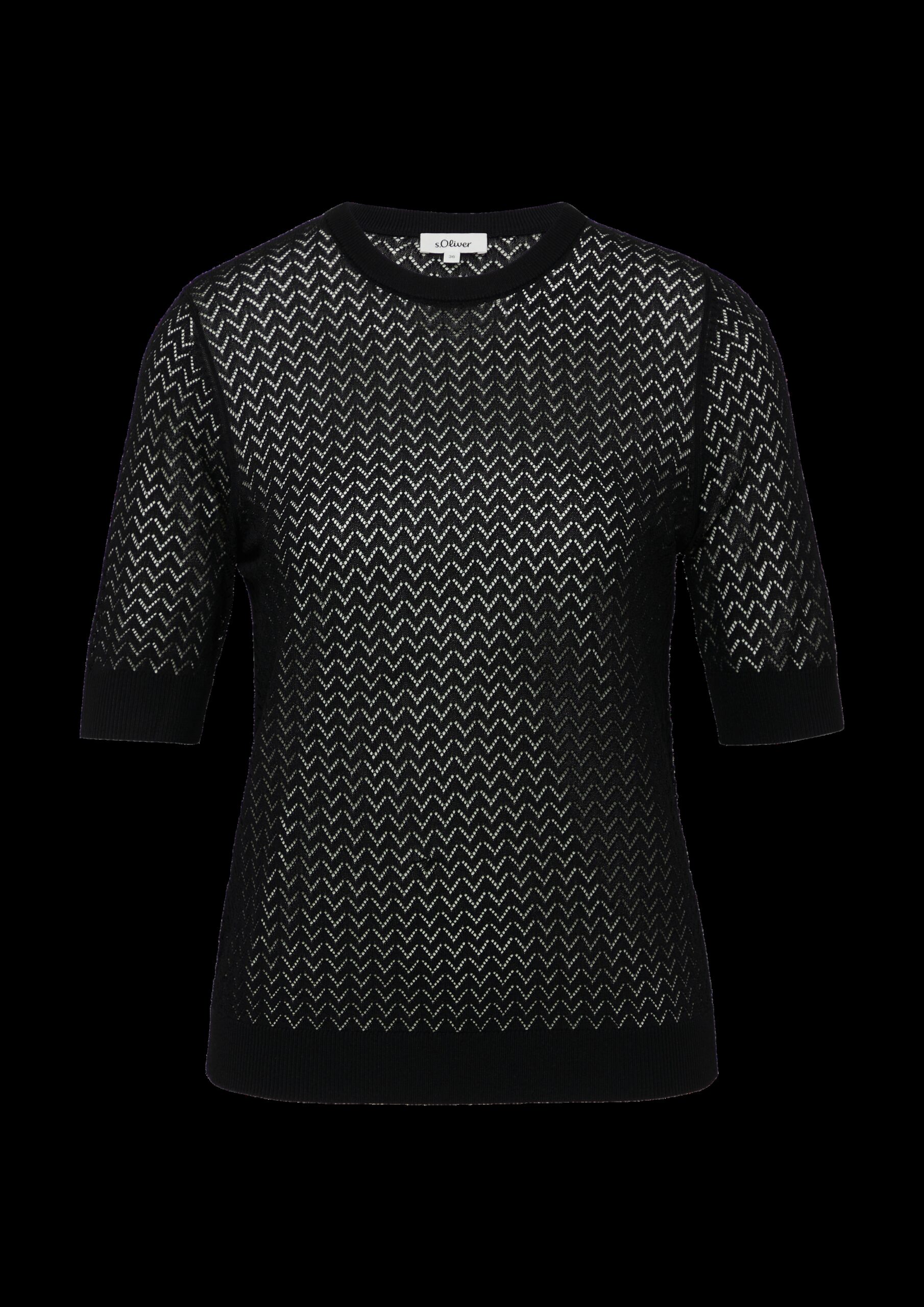 Transparenter Feinstrickpullover mit Lochmuster aus Viskosemix