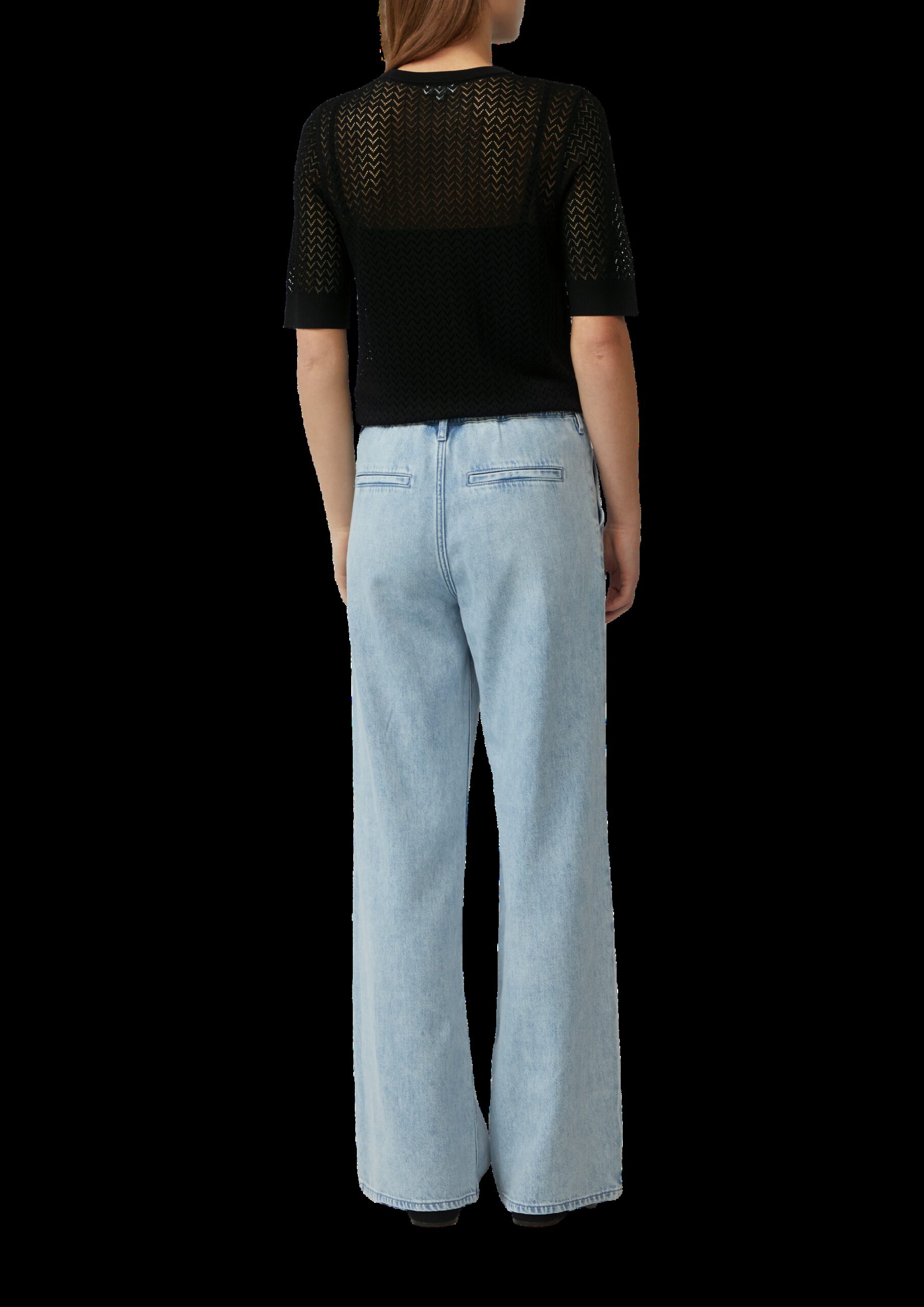 Transparenter Feinstrickpullover mit Lochmuster aus Viskosemix