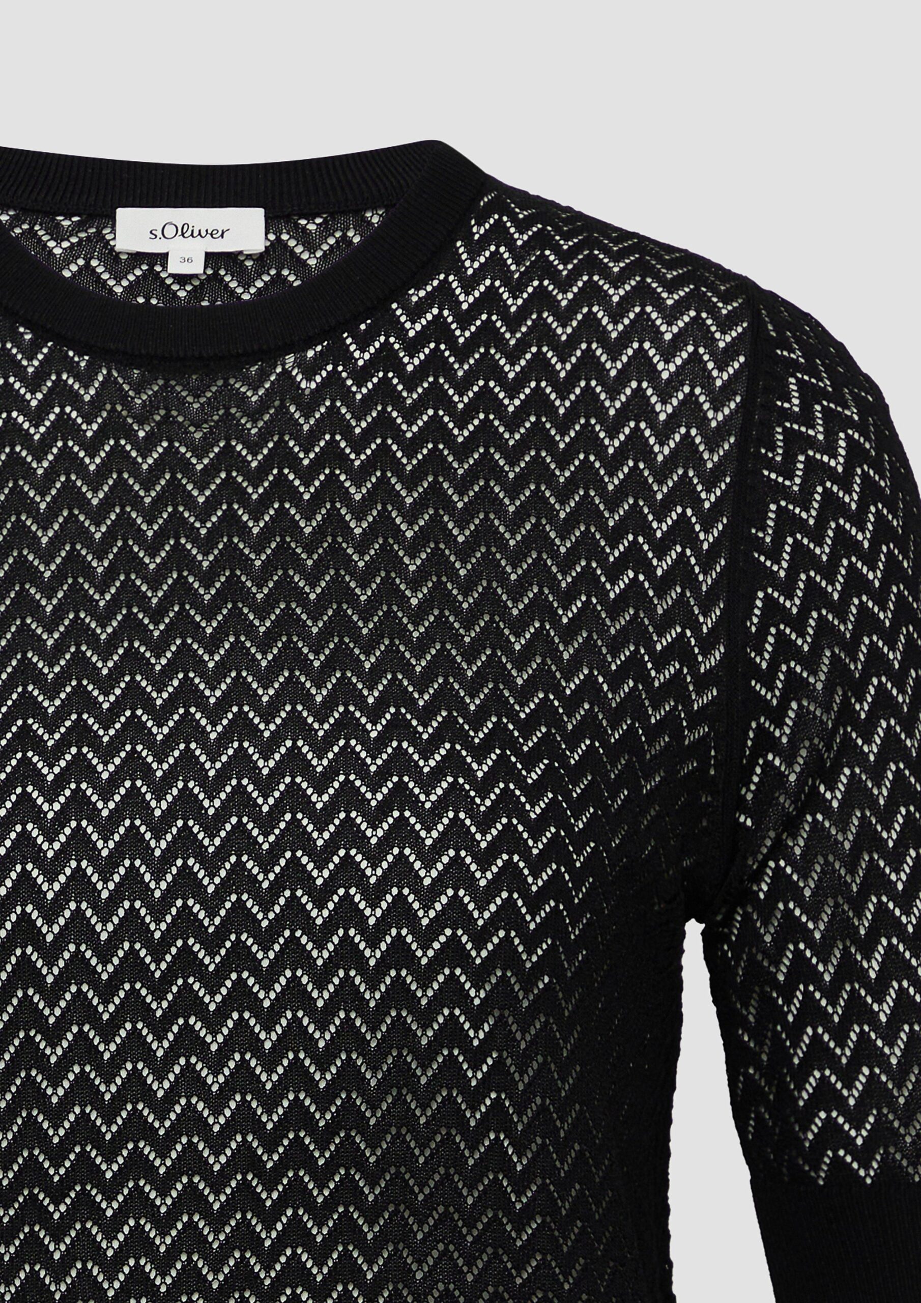 Transparenter Feinstrickpullover mit Lochmuster aus Viskosemix