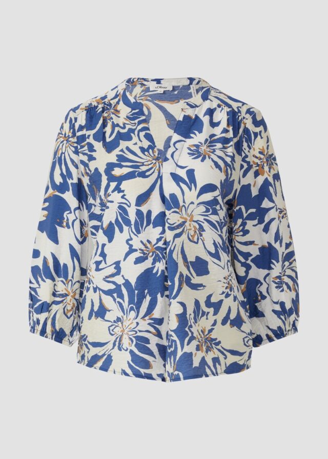 Viskosemix-Bluse im Relaxed Fit mit Raffung