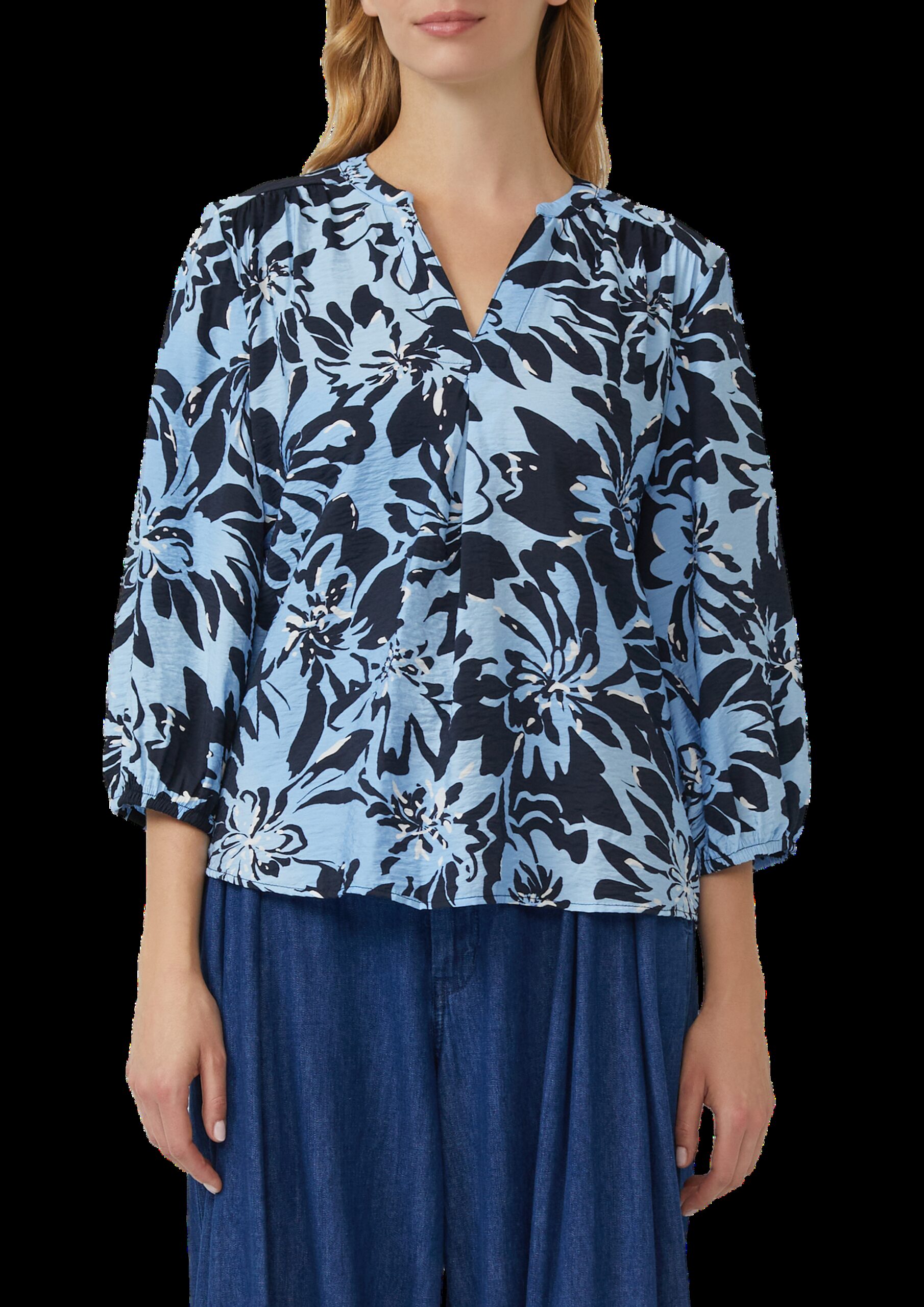 Viskosemix-Bluse im Relaxed Fit mit Raffung