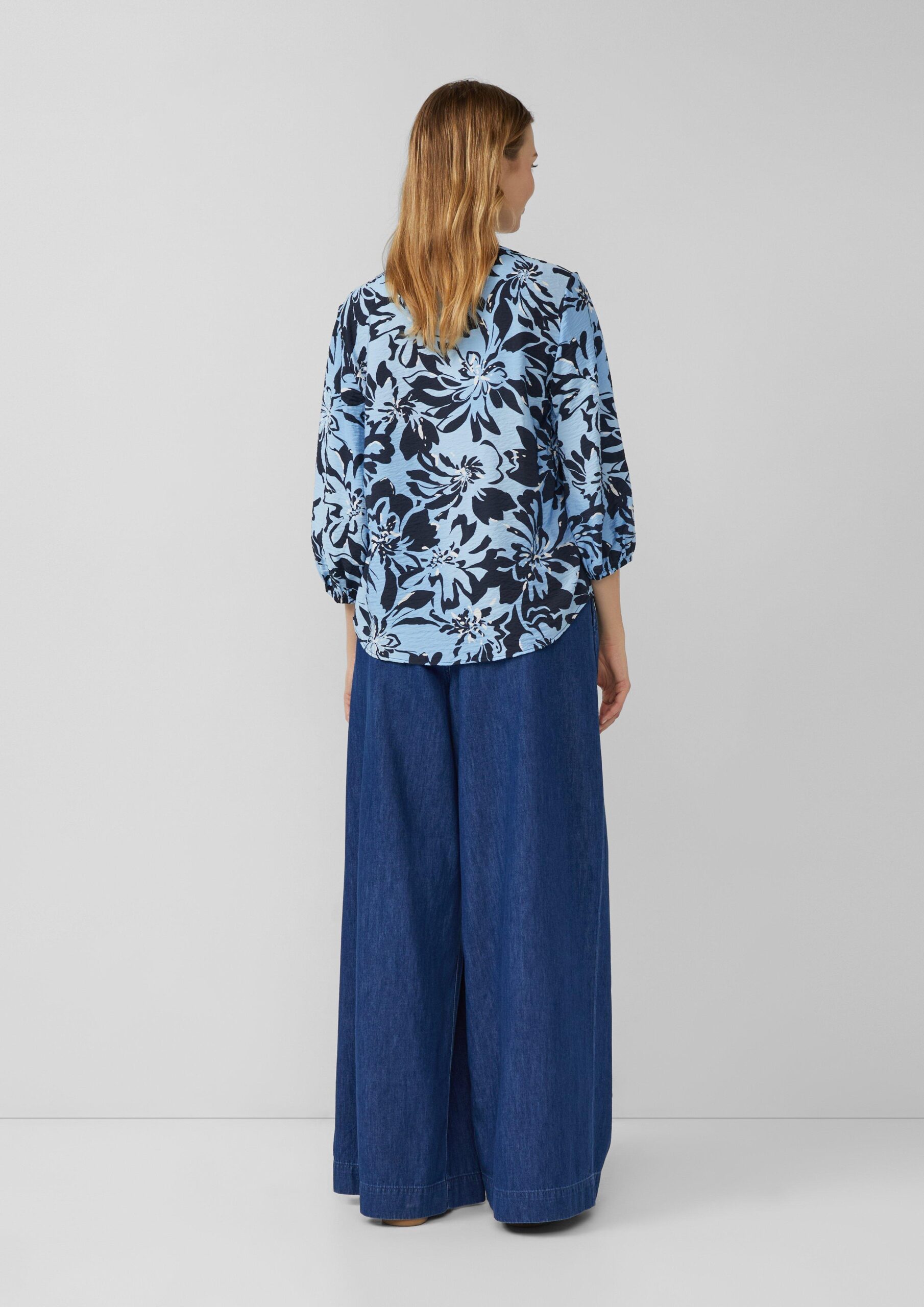 Viskosemix-Bluse im Relaxed Fit mit Raffung