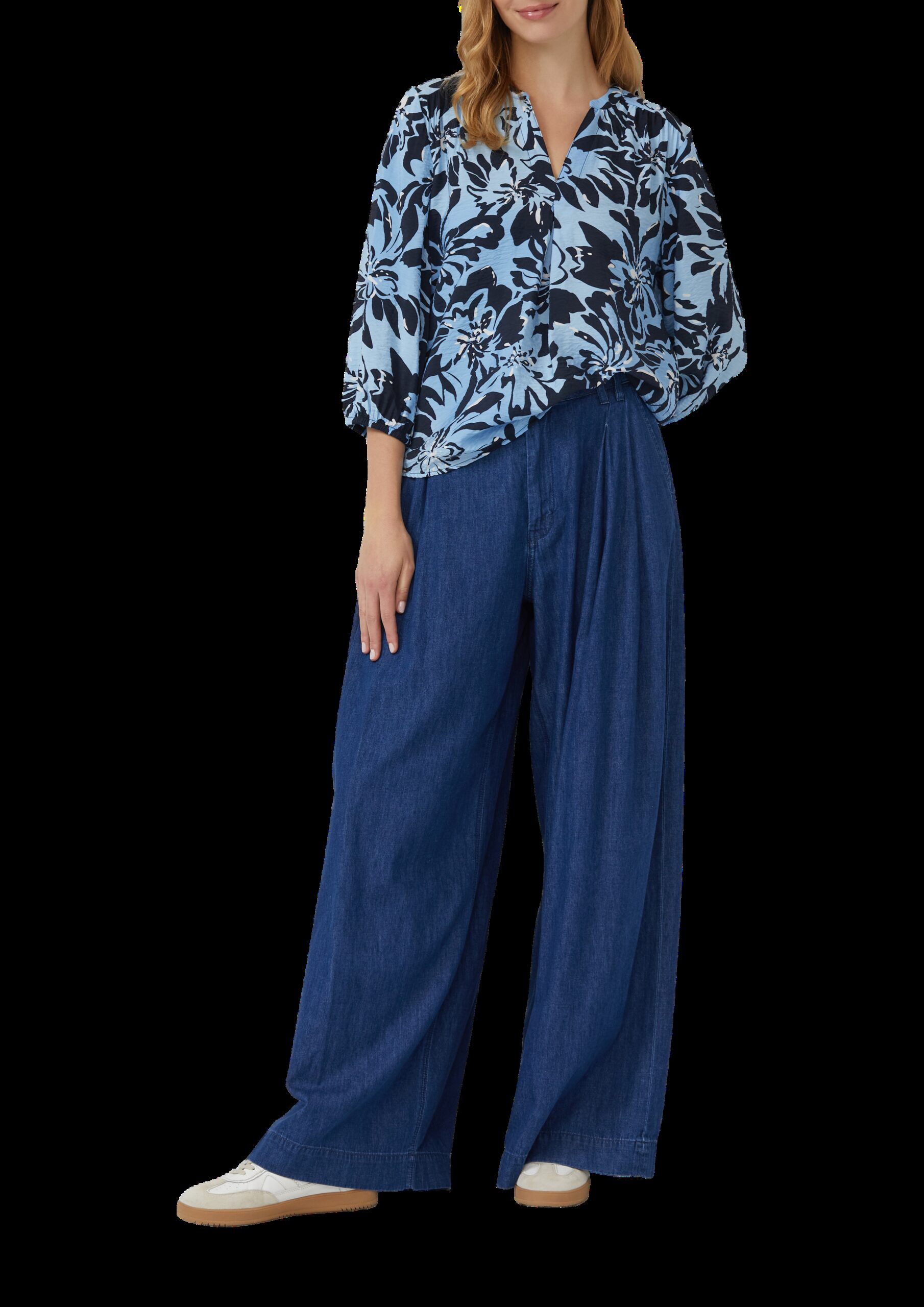 Viskosemix-Bluse im Relaxed Fit mit Raffung