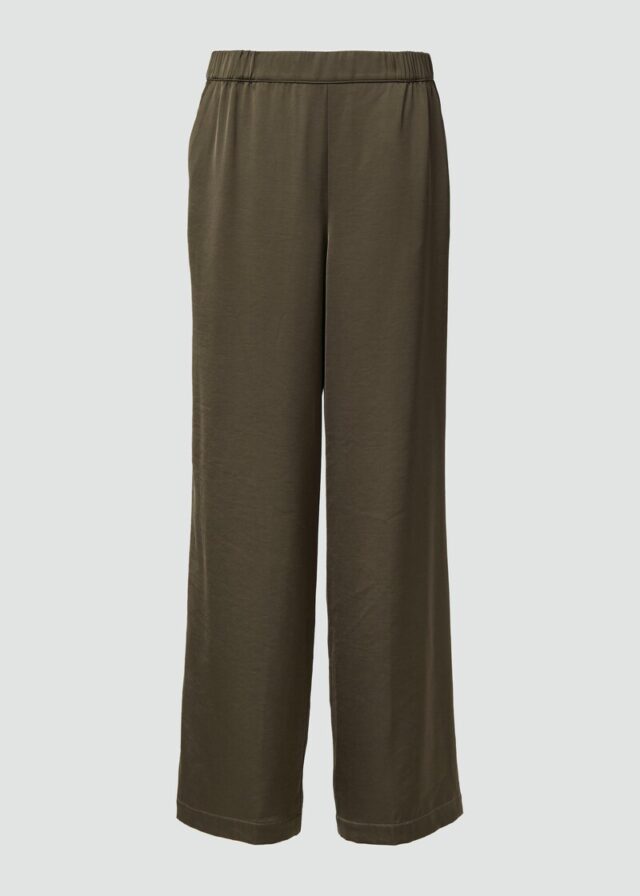 Satinhose mit Wide Leg und Elastikbund